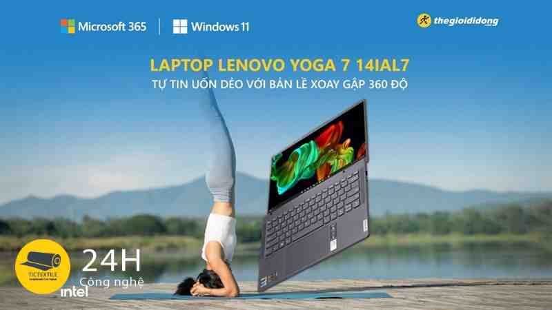 Laptop Lenovo Yoga 7 14IAL7 tự tin uốn dẻo với bản lề xoay gập 360 độ